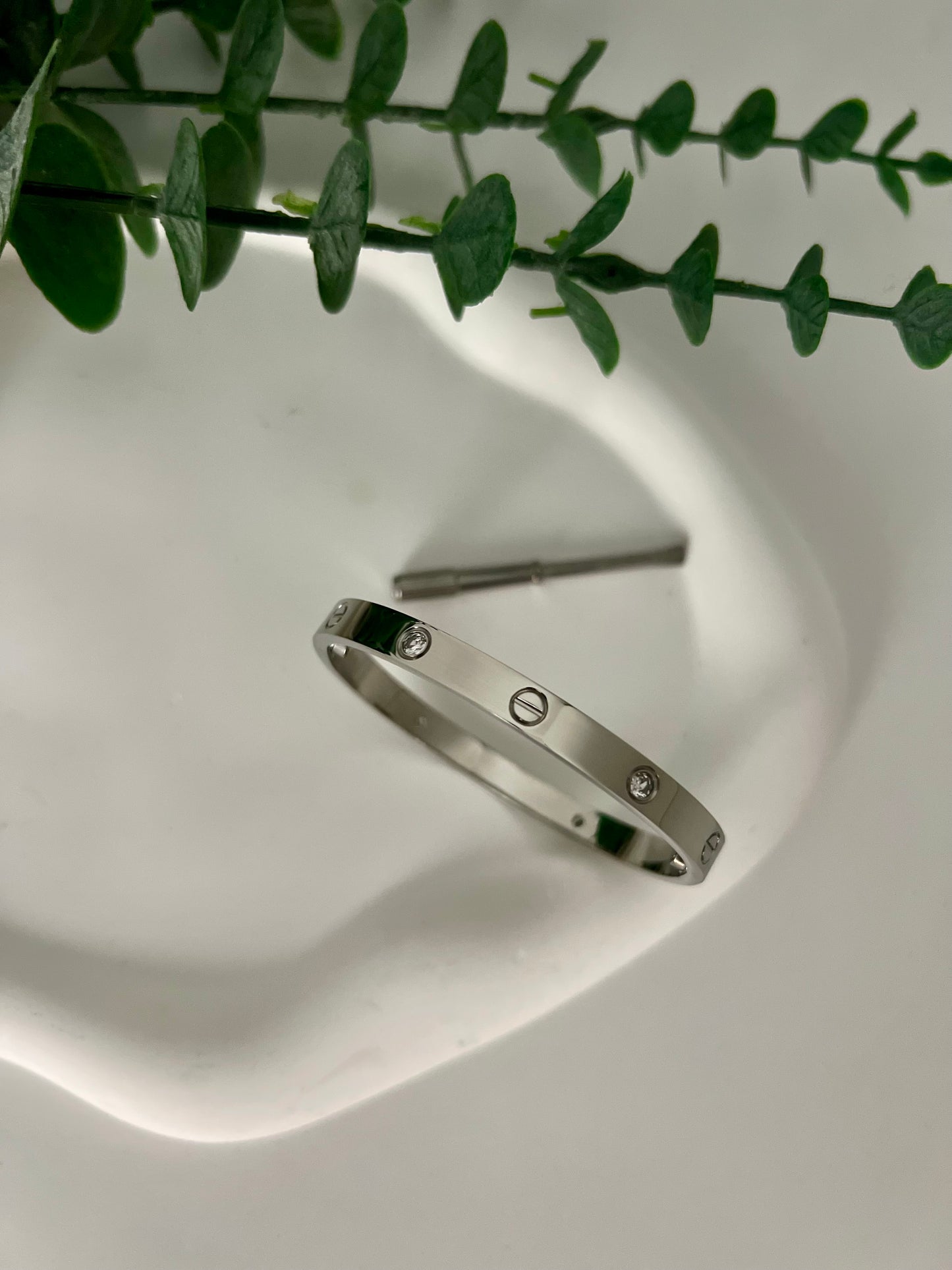 Bracelet love with stone silver