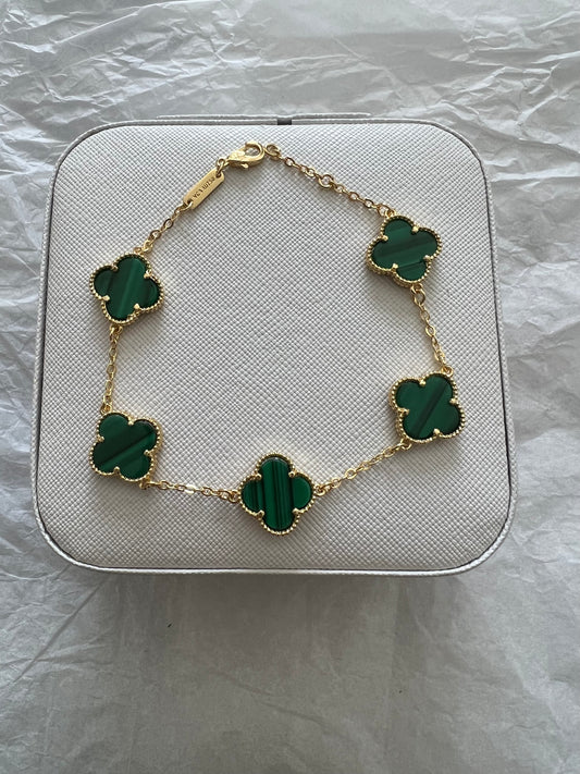 GREEN/GOLD CLOVER BRACELET