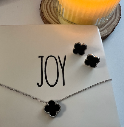 SET 2 PIECES SILVER CLOVER (NECKLAGE AND EARRING)