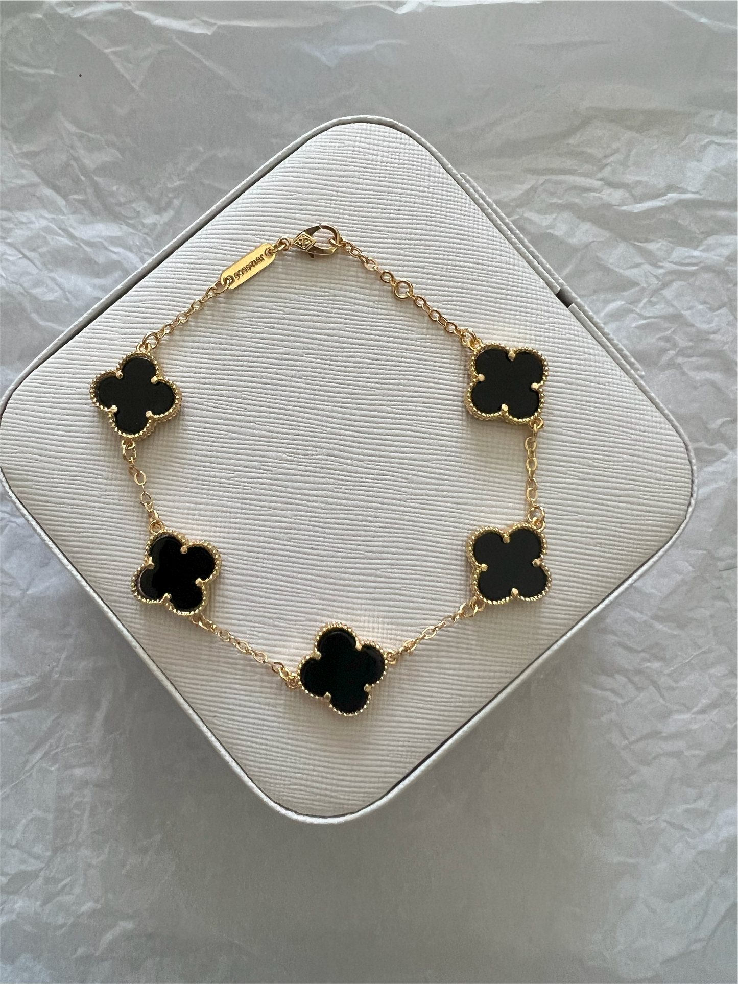 Black with Gold Clover Bracelet
