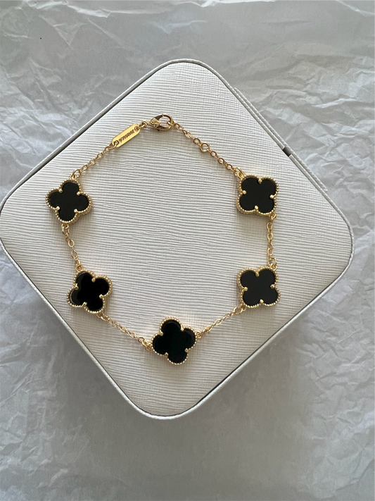 Black with Gold Clover Bracelet